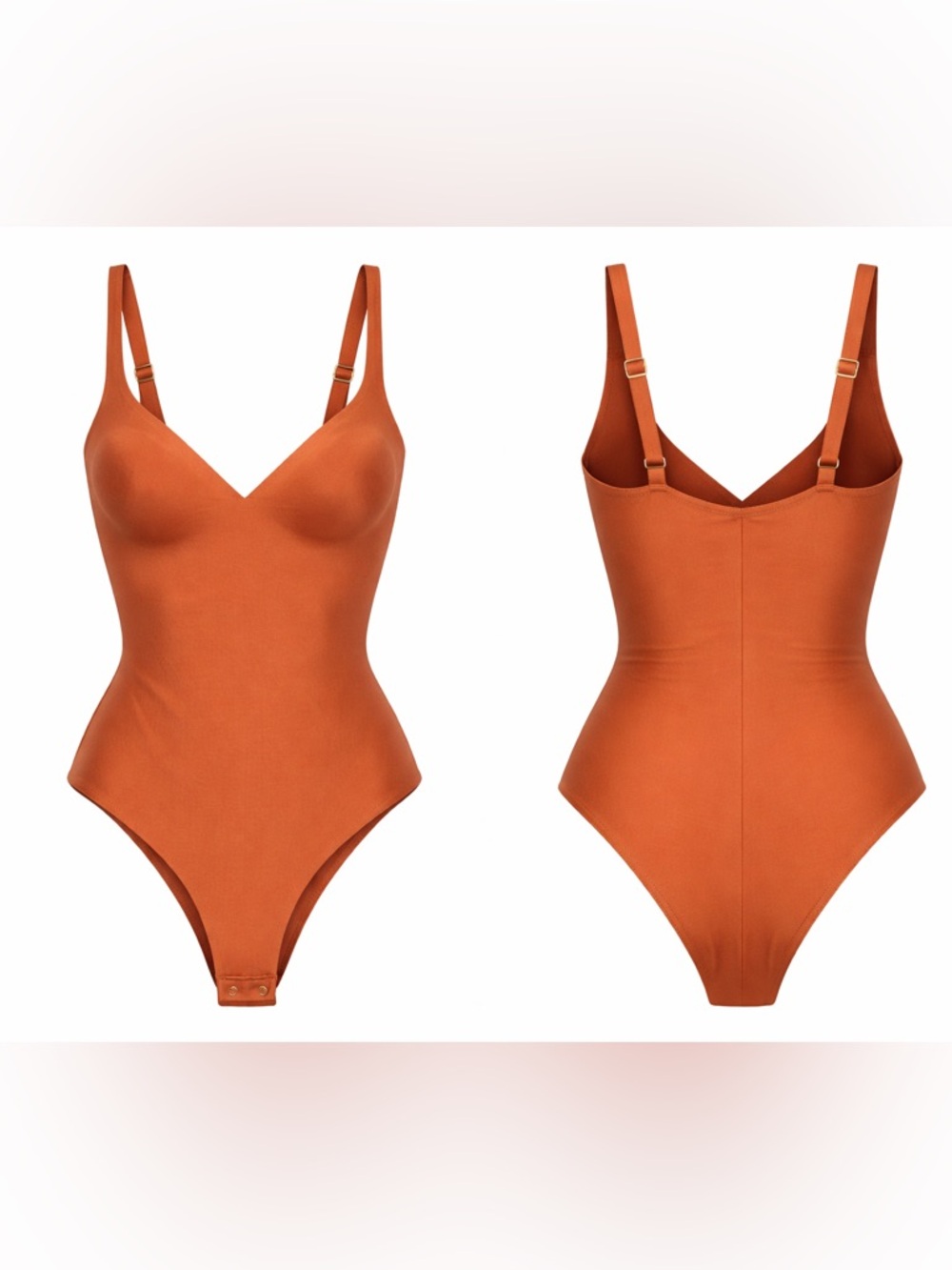 SKIMS Scoop V-Neck One-Piece Swimsuit - light Brown - Picture 4 of 5